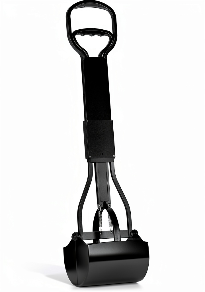 Mr Peanut's Pooper Scooper being used on a snowy backyard with a Labrador]