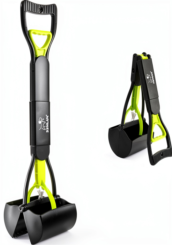 SZHLUX Dog Pooper Scooper being used on a city sidewalk, user bending minimally