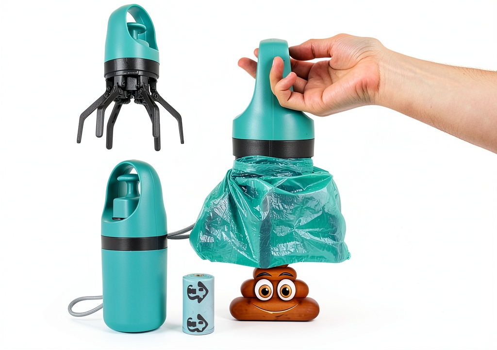 XPAPOV dog poop scooper showing compact tube design and lanyard