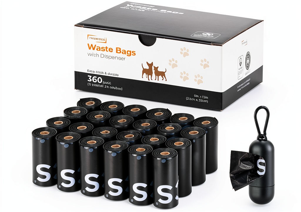 Installing Black Dog Poop Bags by TYPLASTICS Pet Supplies on a wooden desk