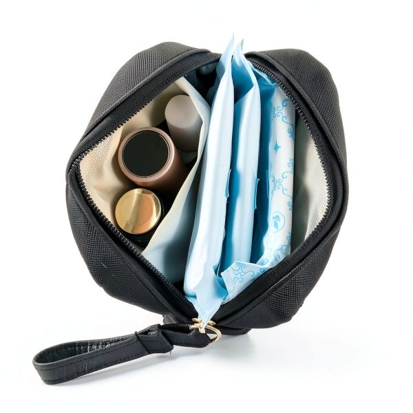 Sanitary Bags Bruislard Makeup Storage Bag Black 5.9x5.5x1.4in-2
