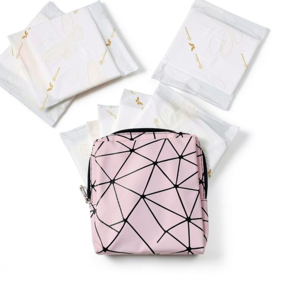 Sanitary Pouch Classicseali PU Waterproof Reusable Holder Blue Pink-4
