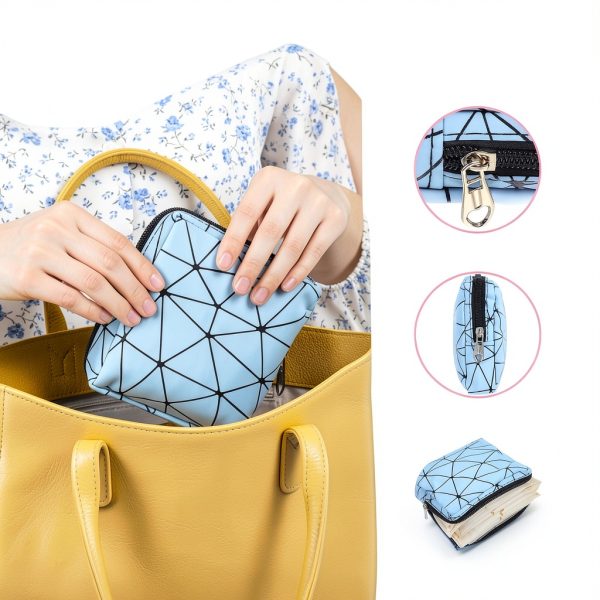 Sanitary Pouch Classicseali PU Waterproof Reusable Holder Blue Pink-2