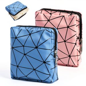 Sanitary Pouch Classicseali PU Waterproof Reusable Holder Blue Pink-0