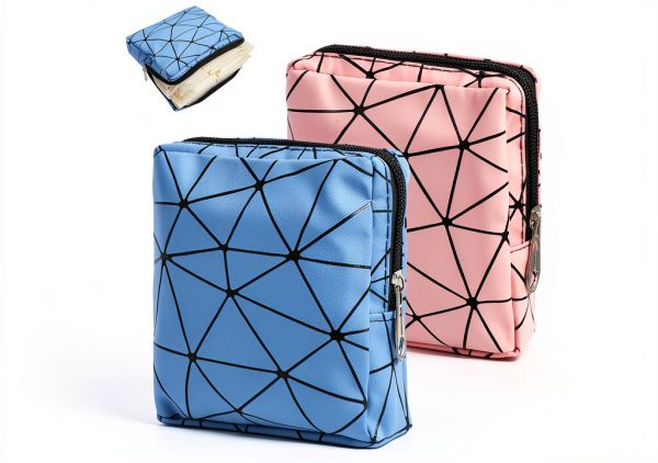 Sanitary Pouch Classicseali PU Waterproof Reusable Holder Blue Pink-0