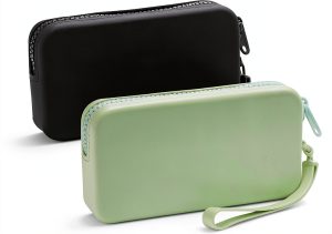 Silicone Period Bags Hipruict 2‑Pack Tampon Holder Zipper Black/Green-0