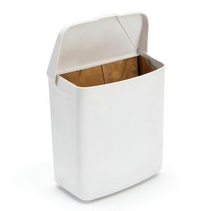 Hospeco Feminine Hygiene Receptacle White ABS Plastic Top-Open-0